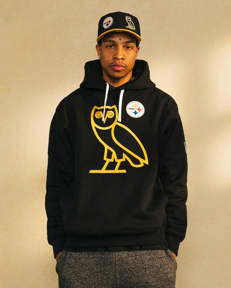 casquette ajustée new era 59fifty noire ovo nfl pittsburgh steelers édition limitée doctobre