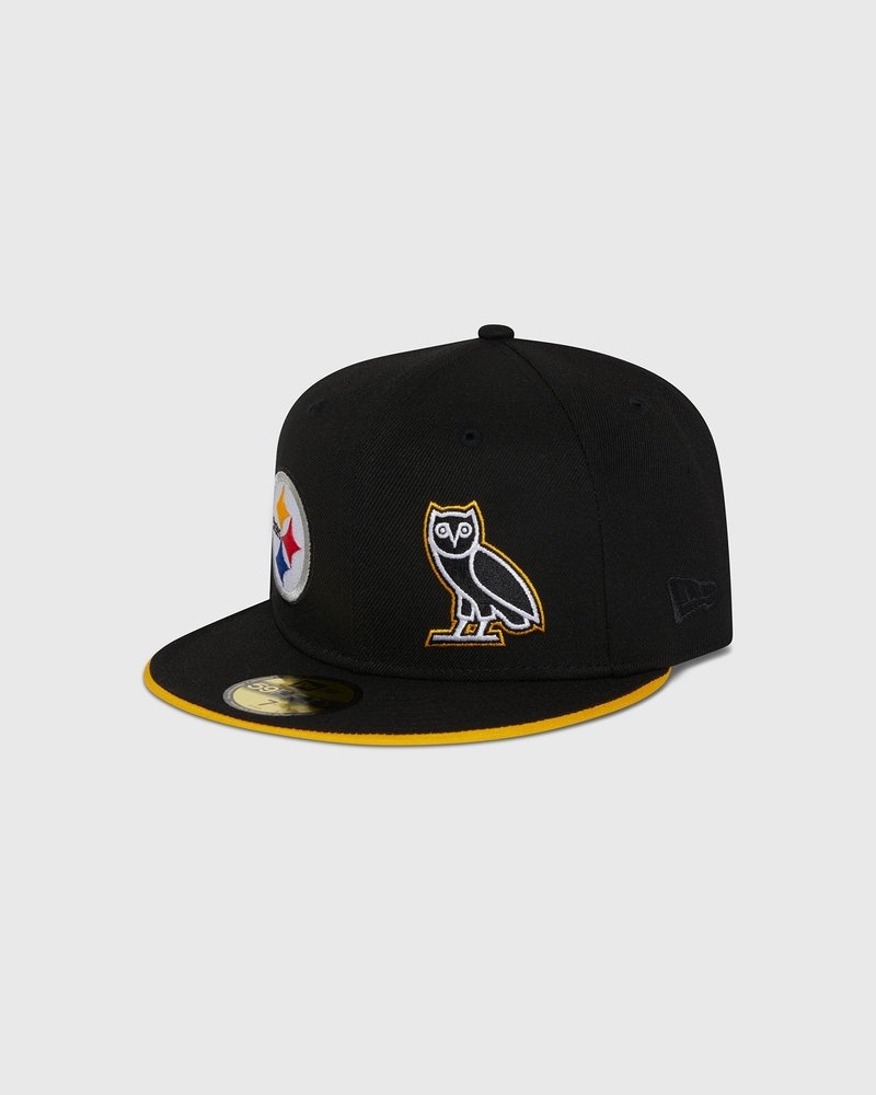 casquette ajustée new era 59fifty noire ovo nfl pittsburgh steelers édition limitée doctobre