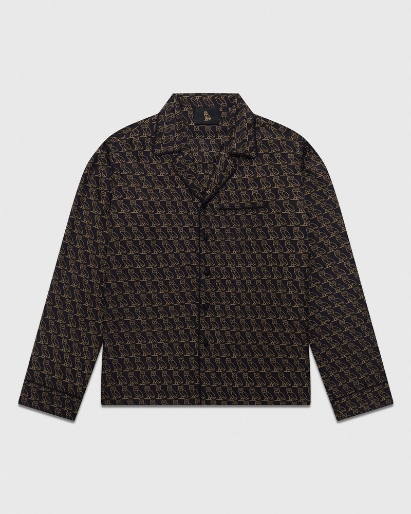 chemise de pyjama en soie ovo noire modèle du mois doctobre