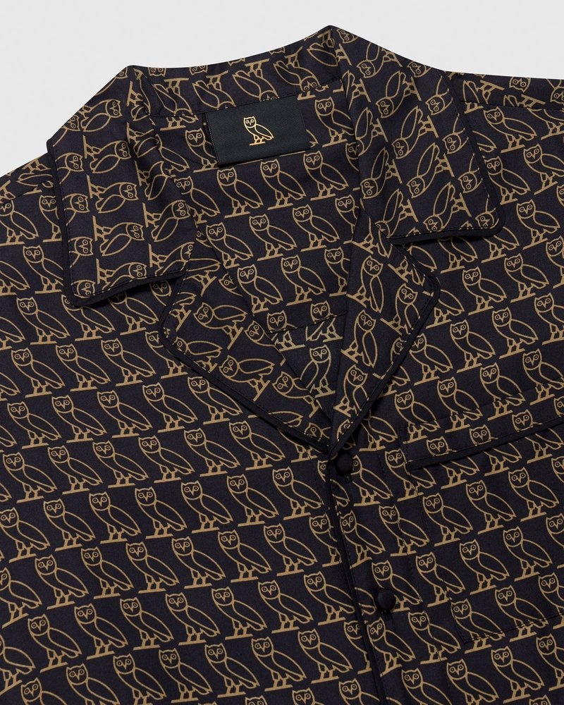 chemise de pyjama en soie ovo noire modèle du mois doctobre