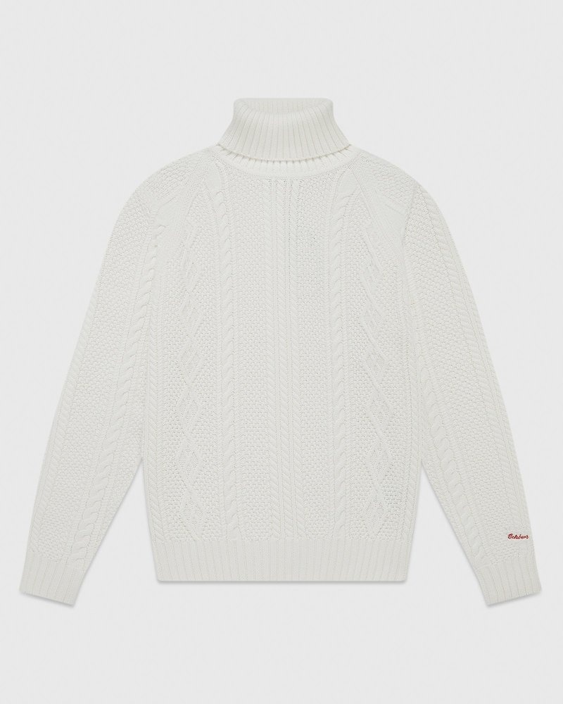 pull à col roulé en maille torsadée ovo blanc modèle « tops octobers very own ».
