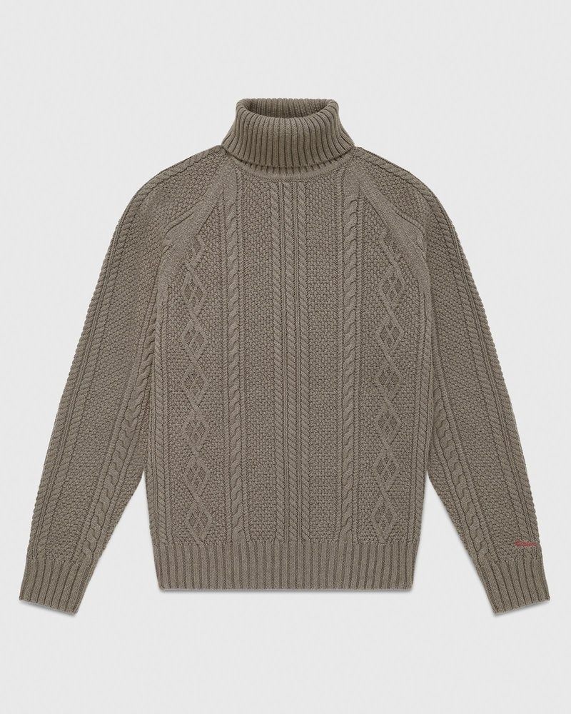 pull à col roulé en maille torsadée ovo top octobers very own couleur taupe