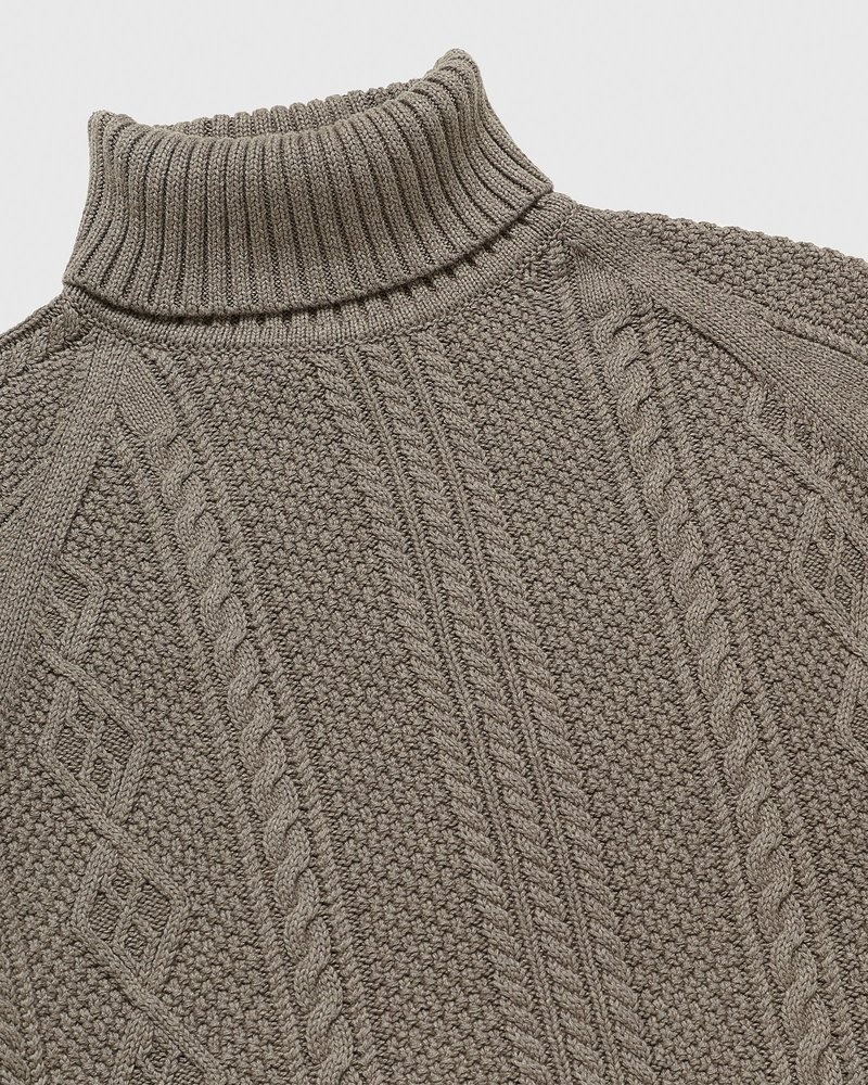 pull à col roulé en maille torsadée ovo top octobers very own couleur taupe