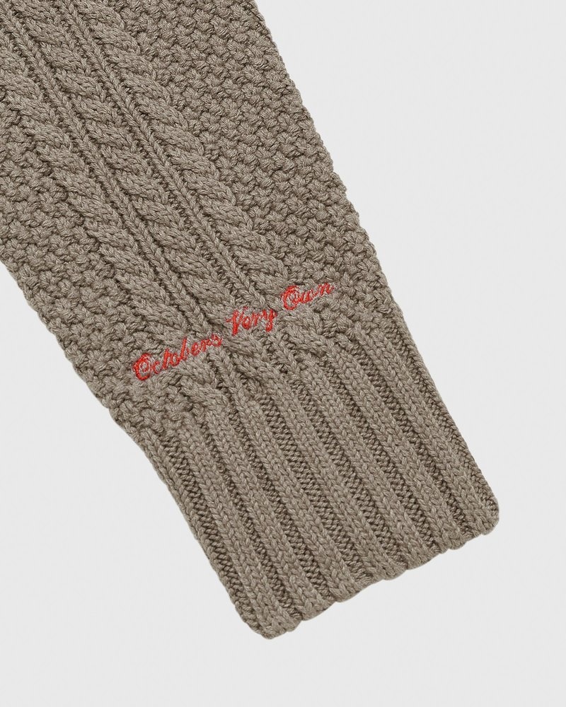 pull à col roulé en maille torsadée ovo top octobers very own couleur taupe