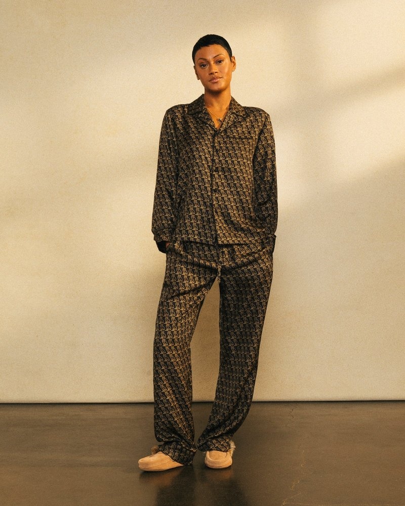 pantalon de pyjama en soie ovo noir de la collection octobers very own
