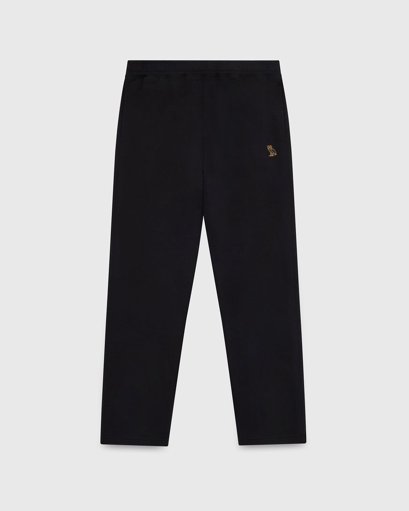 pantalon de survêtement noir ovo classic à ourlet ouvert collection octobre.