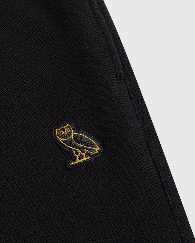 pantalon de survêtement noir ovo classic à ourlet ouvert collection octobre.