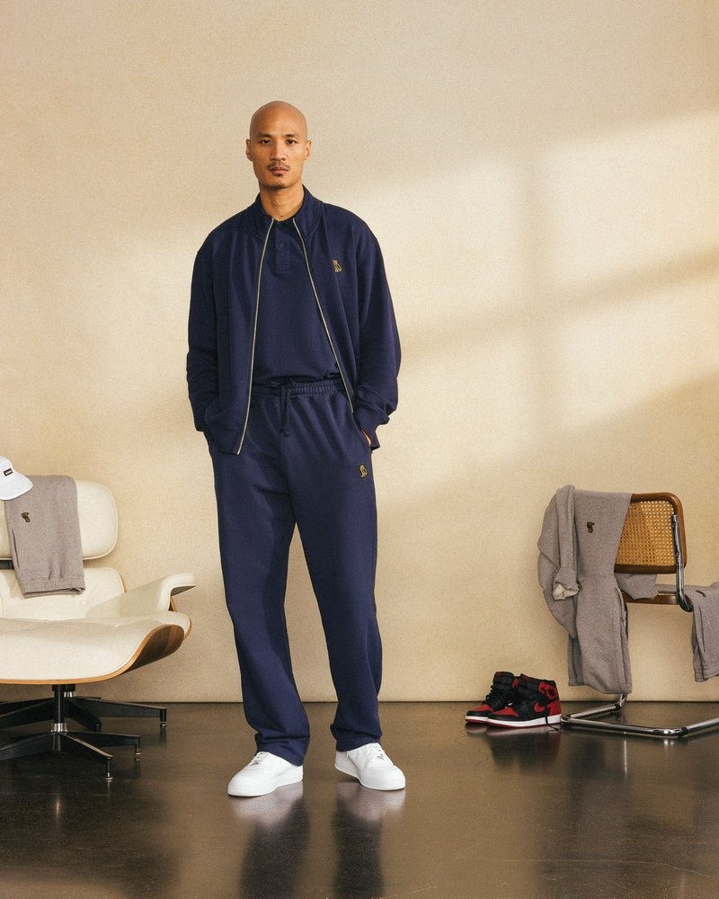pantalon de survêtement ovo classic à ourlet ouvert bleu marine collection octobre
