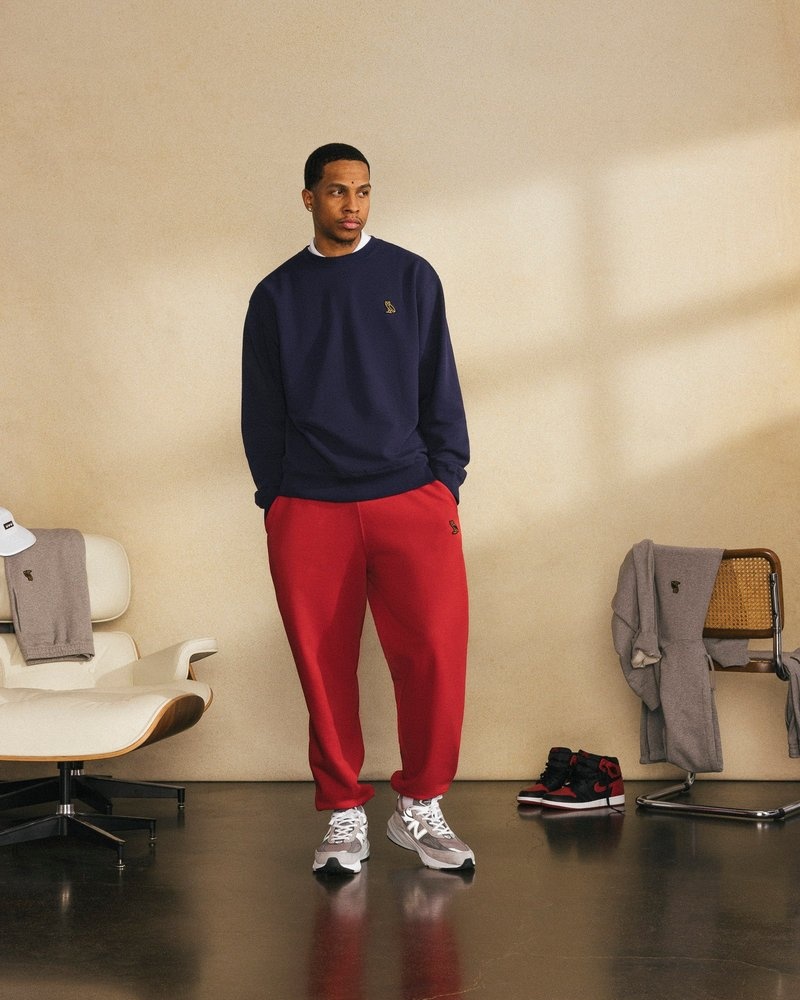 pantalon de survêtement ovo classic relaxed fit rouge collection octobre