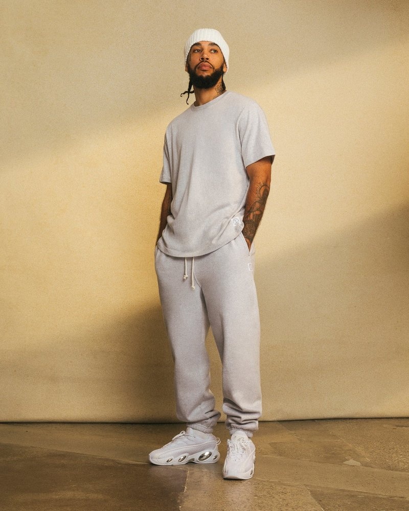 pantalon de survêtement ovo speckle fleece relaxed fit gris de la marque octobers very own