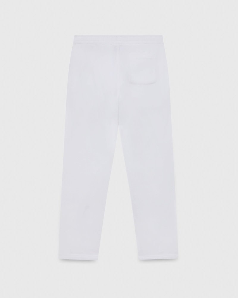 pantalon de survêtement blanc à ourlet ouvert et logo ovo arch collection octobre.