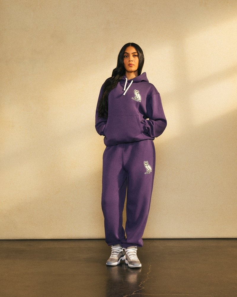 pantalon de survêtement ovo mini og en peluche violet édition limitée doctobre