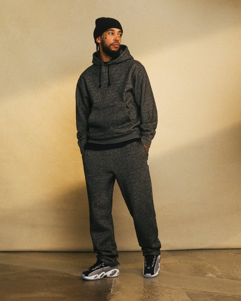 pantalon de survêtement noir à ourlet ouvert en polaire mouchetée ovo collection octobers very own