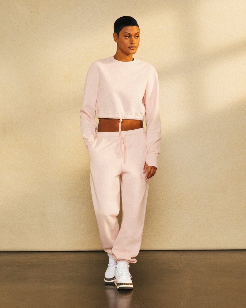 pulls sweat-shirt court à col rond ovo doctobre roses