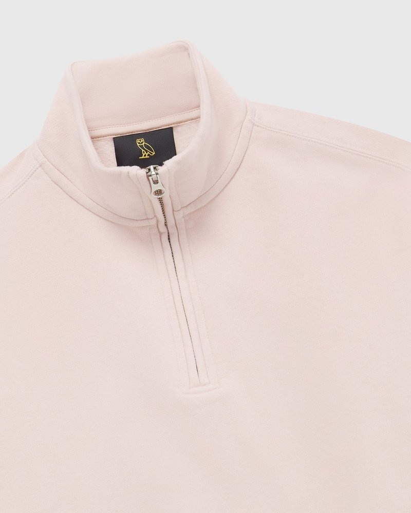 pulls le sweat-shirt à col montant zippé ovo doctobre rose