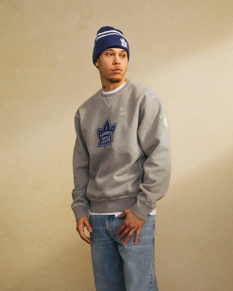 pulls ras du cou ovo toronto maple leafs gris collection octobre