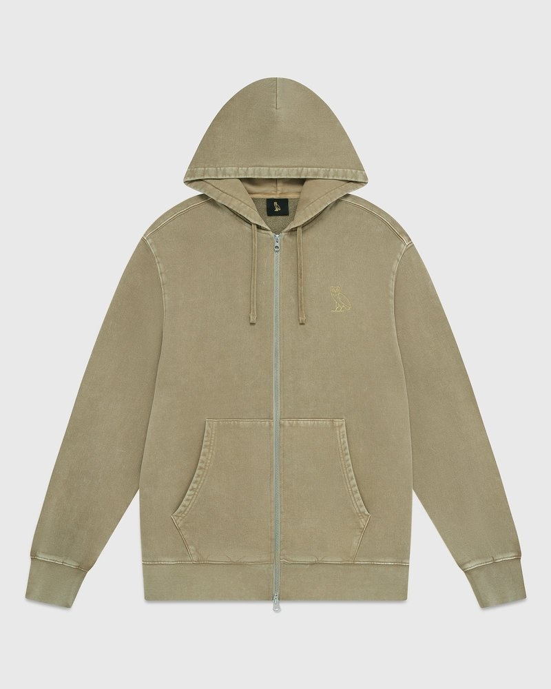 pulls ovo muskoka garment dyed full-zip hoodie sand
