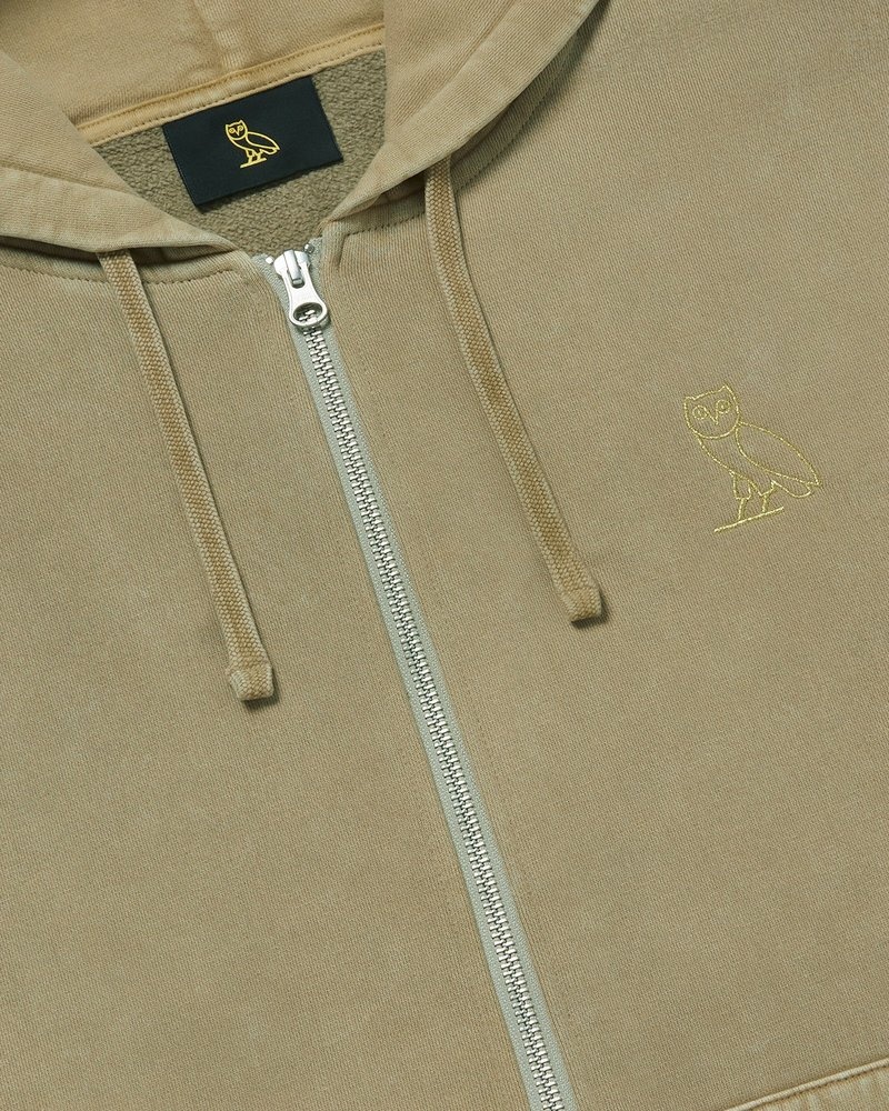 pulls ovo muskoka garment dyed full-zip hoodie sand