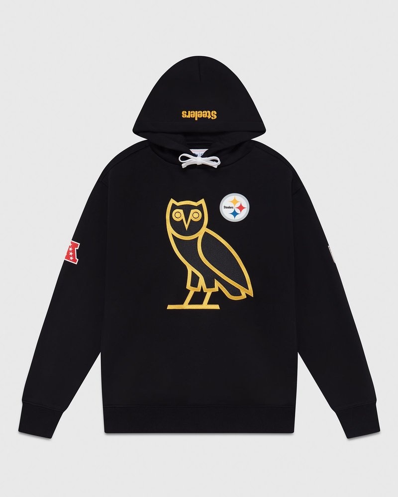 sweat à capuche noir ovo nfl pittsburgh steelers og collection octobre.