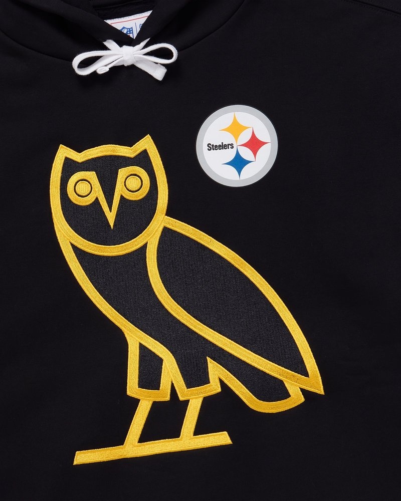 sweat à capuche noir ovo nfl pittsburgh steelers og collection octobre.