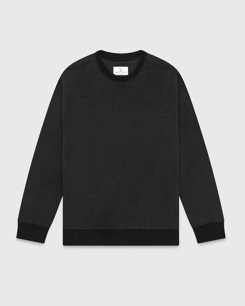 pulls octobers very own ovo en polaire seersucker à col rond noiranthracite