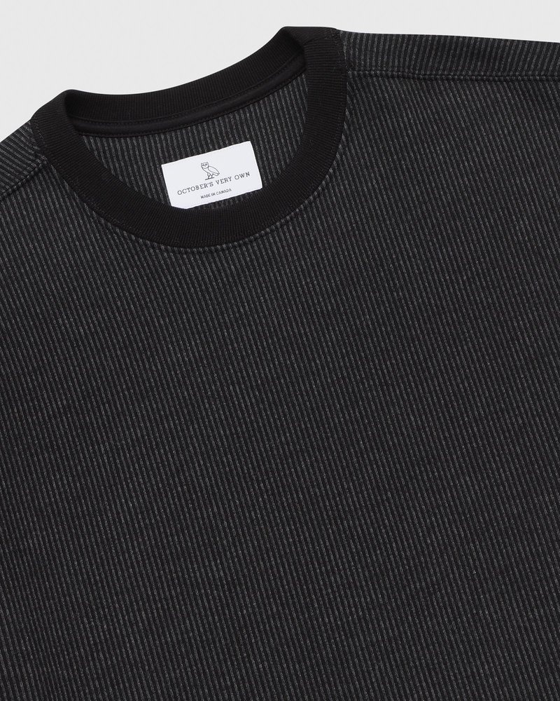 pulls octobers very own ovo en polaire seersucker à col rond noiranthracite
