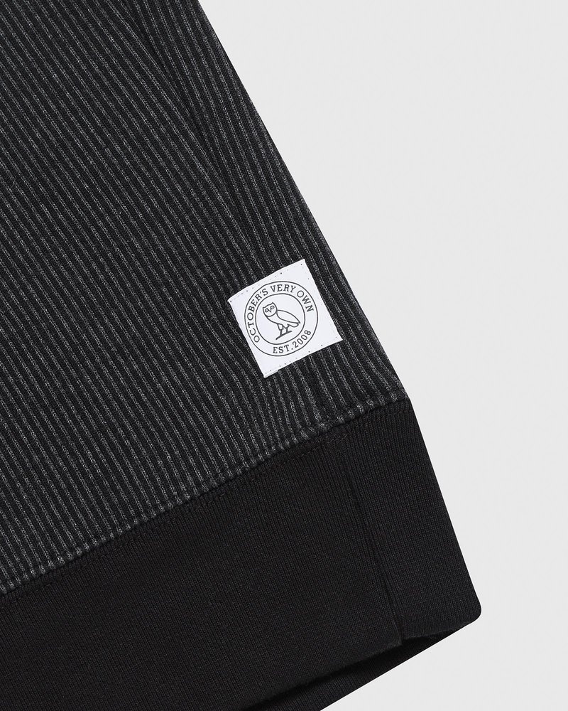 pulls octobers very own ovo en polaire seersucker à col rond noiranthracite