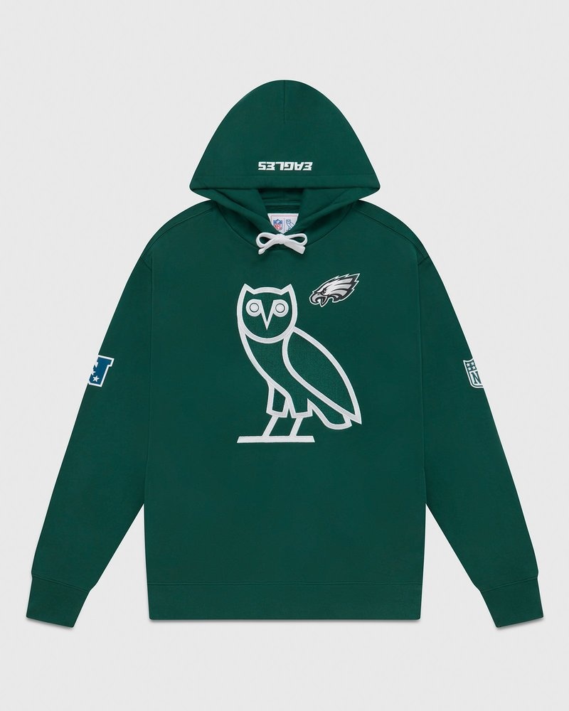 sweat à capuche vert ovo nfl philadelphia eagles og collection octobre.