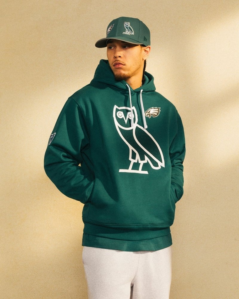 sweat à capuche vert ovo nfl philadelphia eagles og collection octobre.