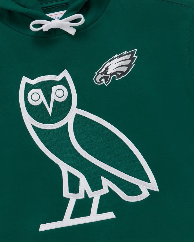 sweat à capuche vert ovo nfl philadelphia eagles og collection octobre.