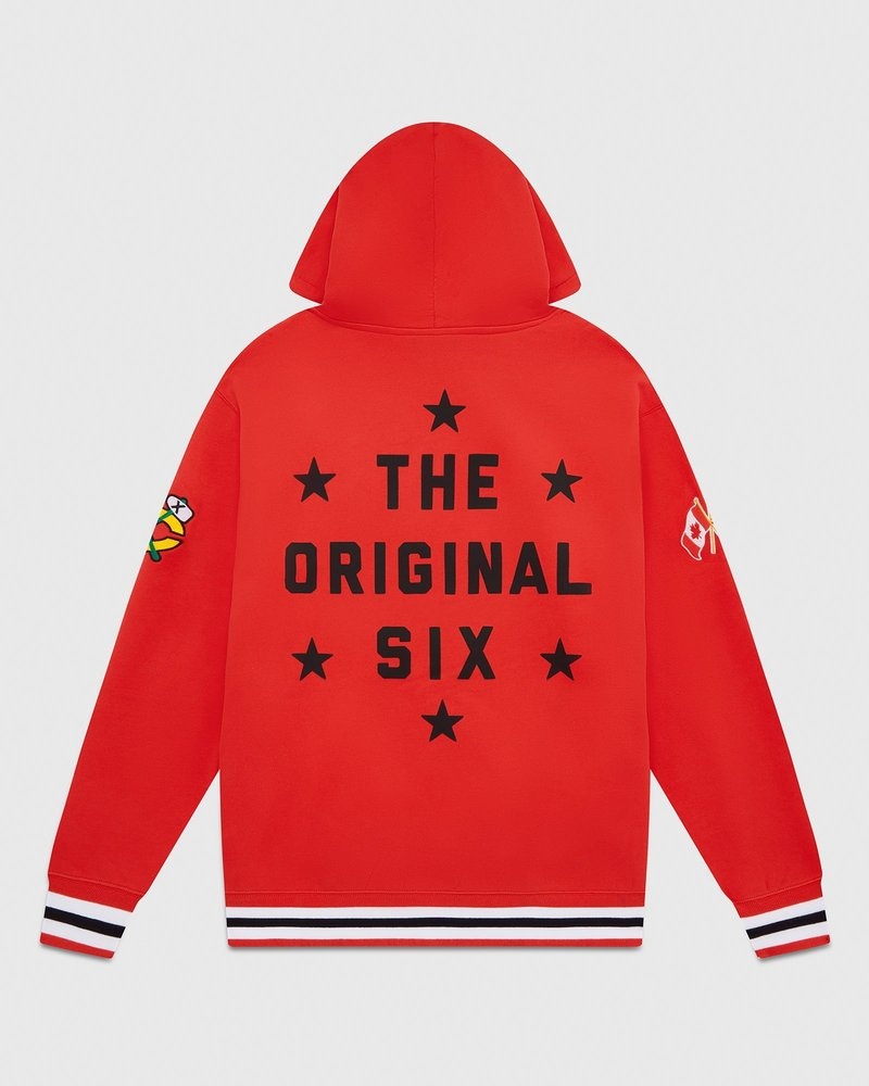 sweat à capuche rouge ovo chicago blackhawks édition limitée doctobre