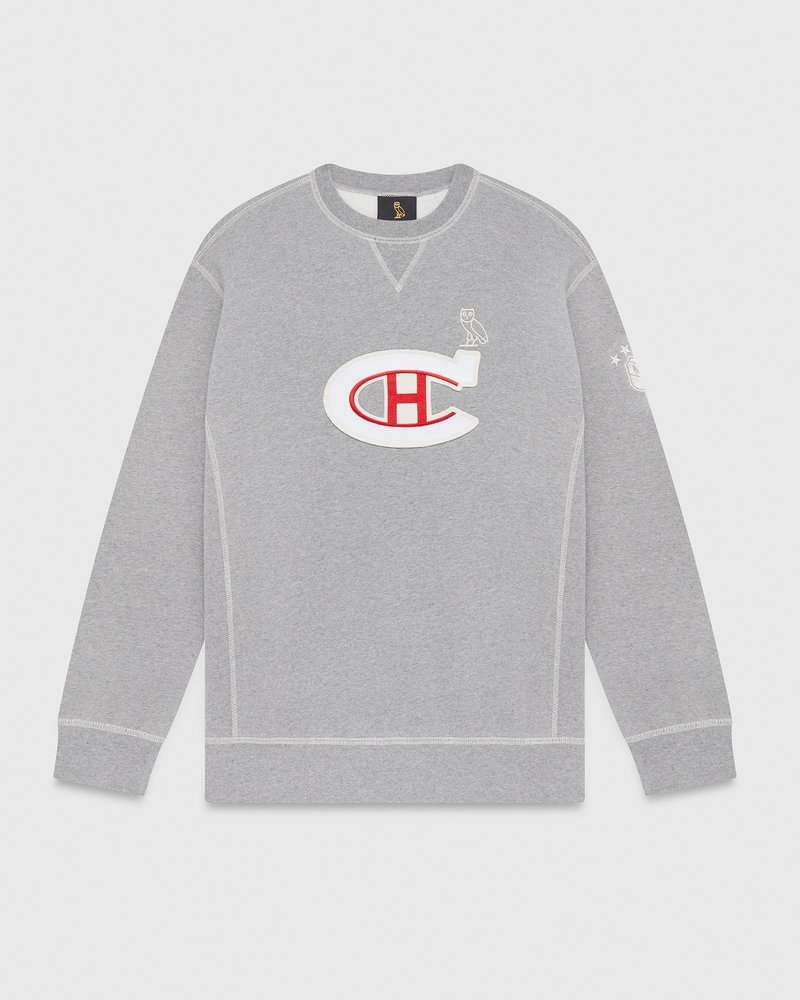 pulls ras du cou ovo des canadiens de montréal gris collection octobre