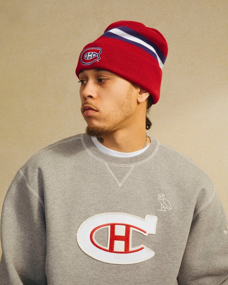 pulls ras du cou ovo des canadiens de montréal gris collection octobre