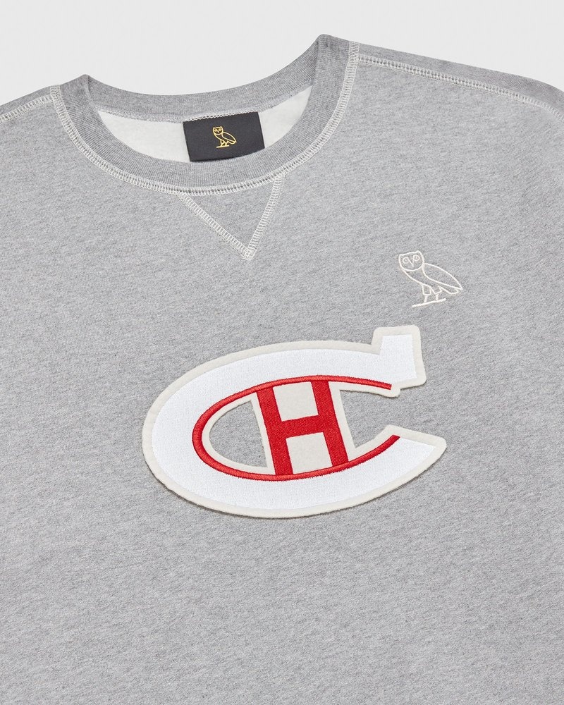pulls ras du cou ovo des canadiens de montréal gris collection octobre