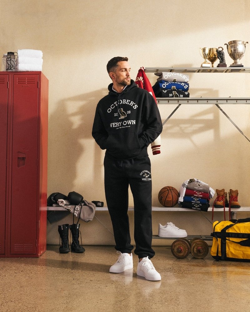 sweat-shirts à capuche ovo collegiate noirs collection octobre