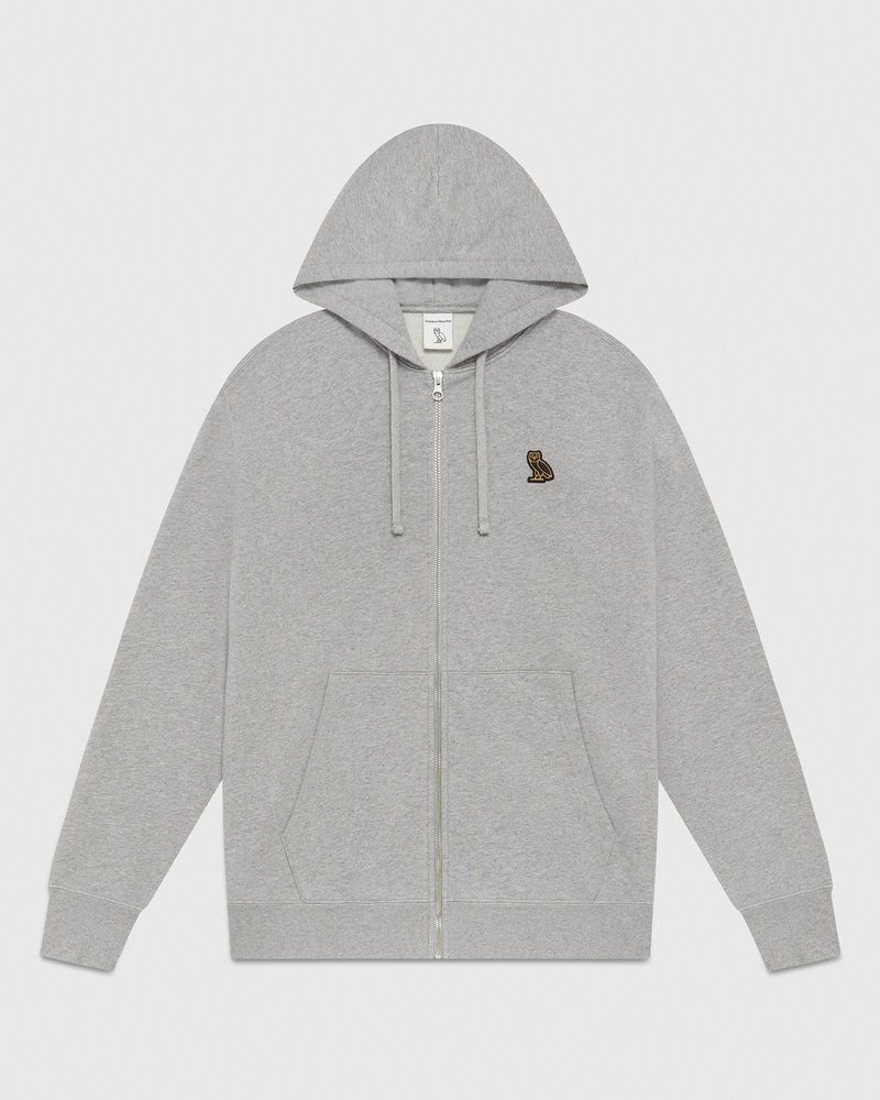 pulls ovo classic à fermeture éclair intégrale gris collection octobre