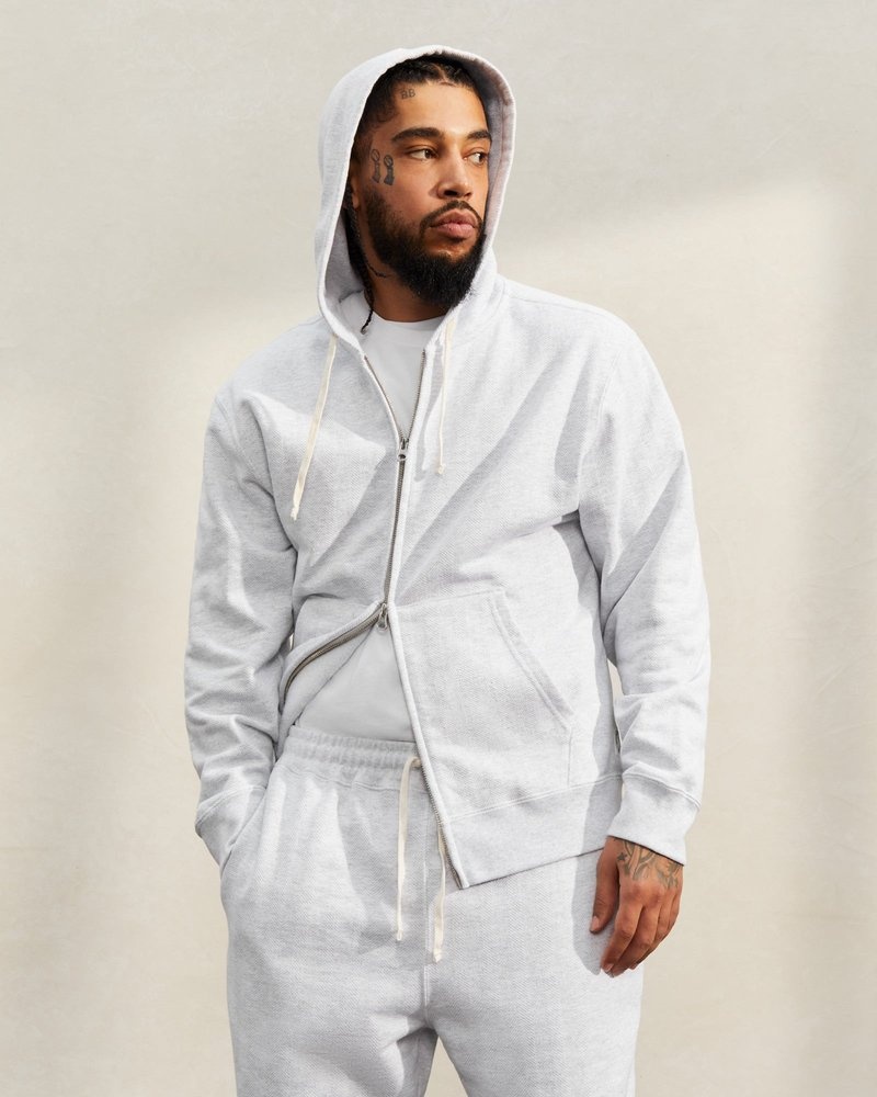 pulls à capuche zippés ovo herringbone gris doctobre