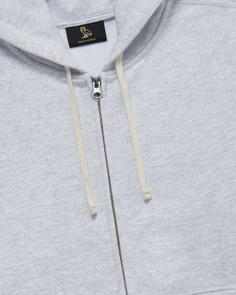 pulls à capuche zippés ovo herringbone gris doctobre