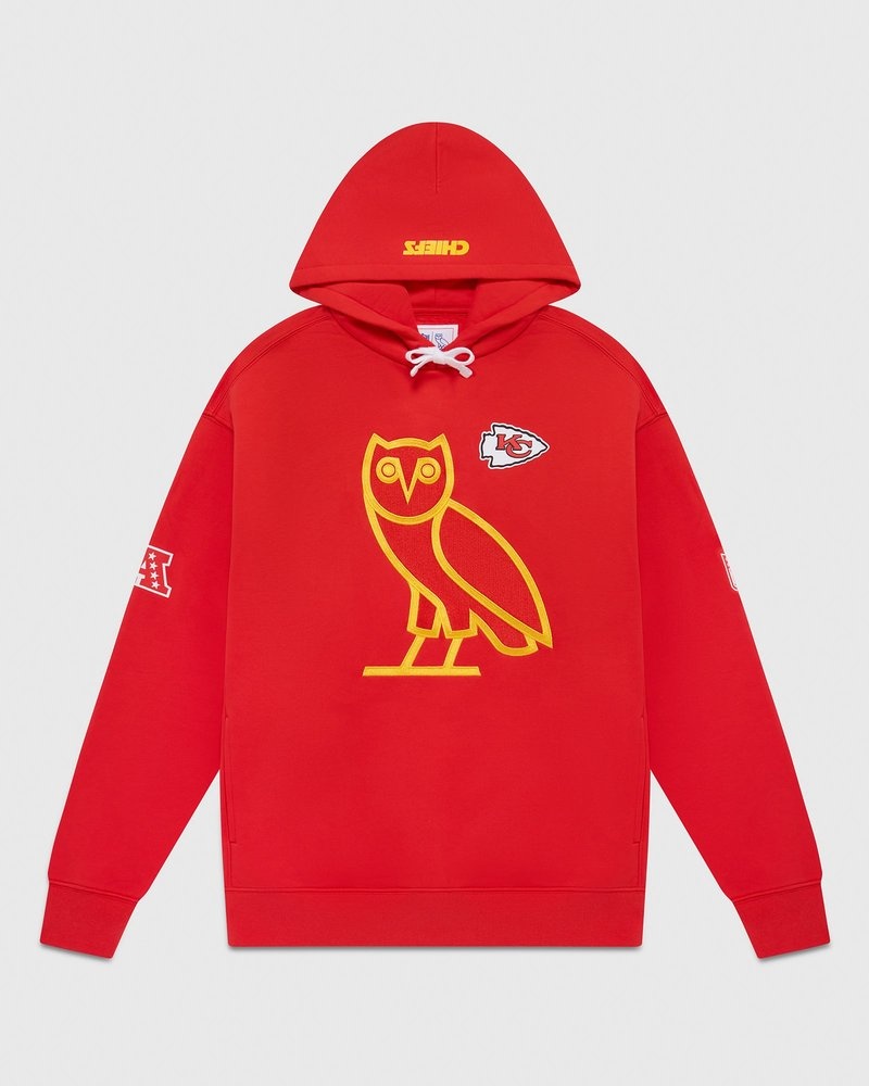pulls sweat à capuche rouge ovo nfl kansas city chiefs og collection octobre.