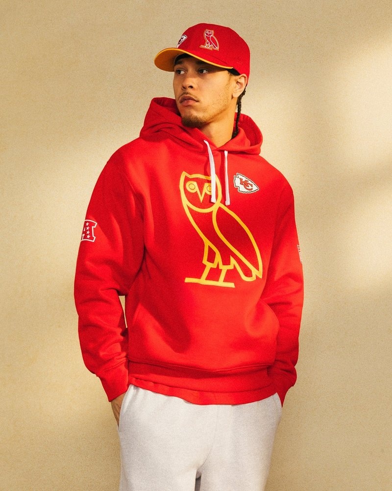 pulls sweat à capuche rouge ovo nfl kansas city chiefs og collection octobre.