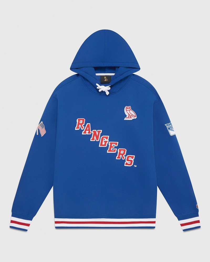 pulls à capuche bleus ovo new york rangers collection octobre