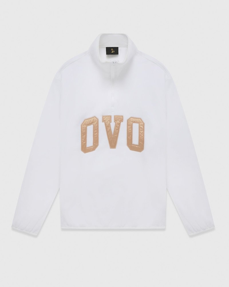 pulls octobers very own ovo arch logo sweat-shirt à col montant zippé blanc