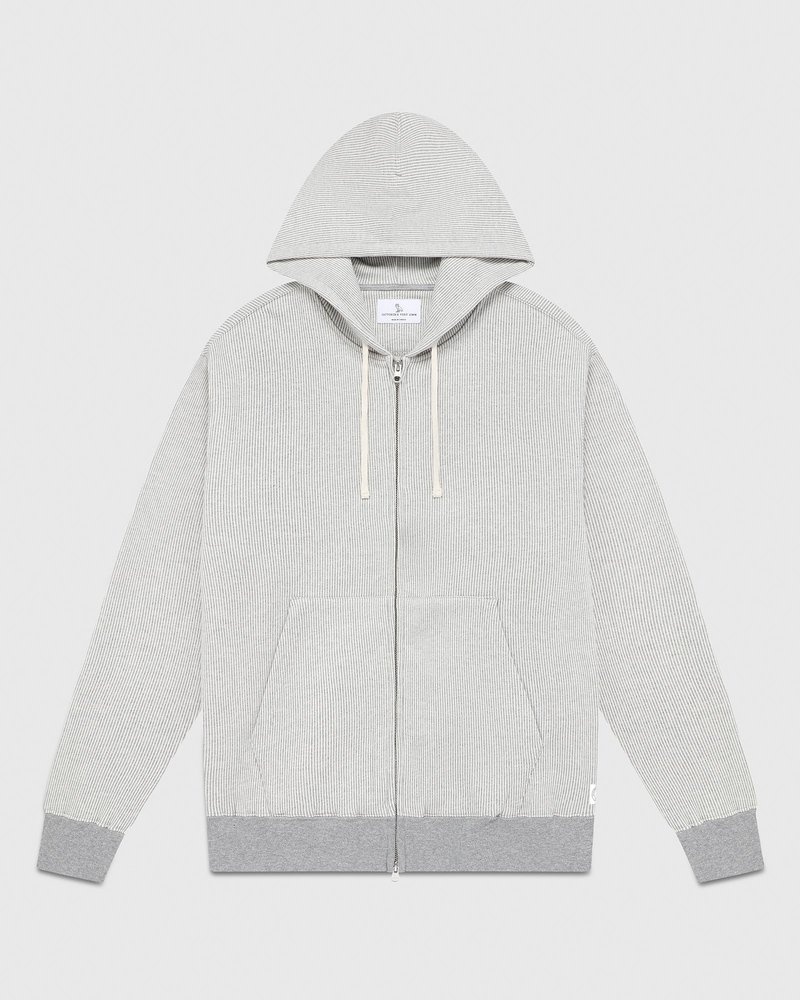 pulls octobers very own ovo seersucker fleece à fermeture éclair intégrale griscrème