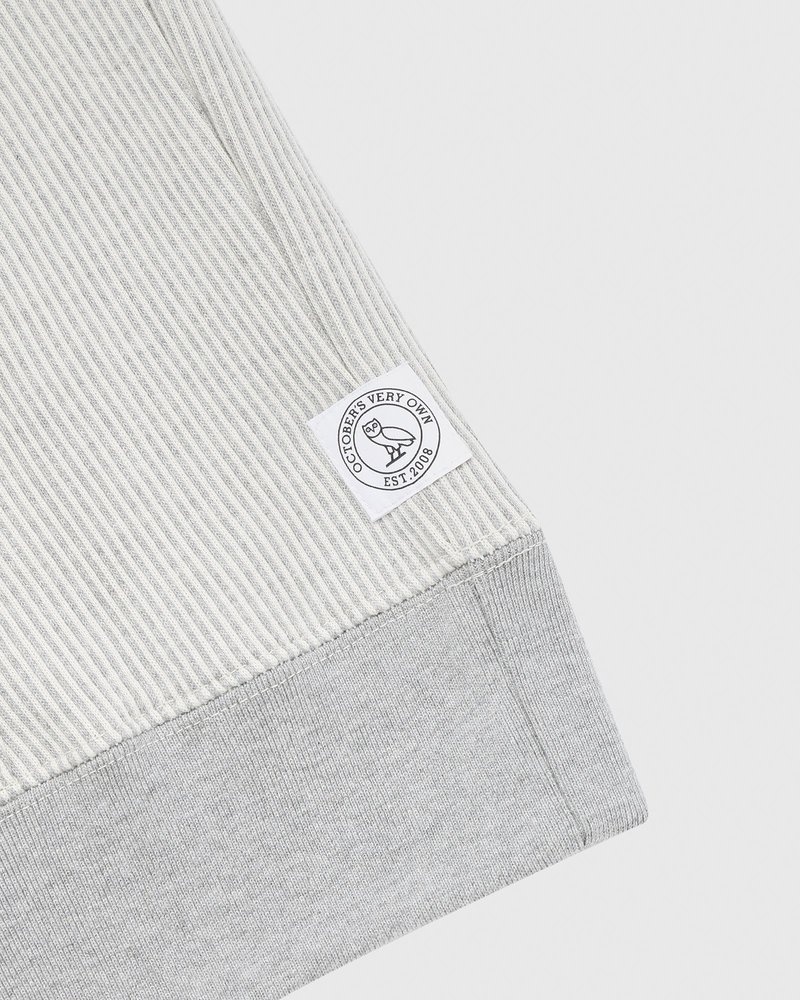 pulls octobers very own ovo seersucker fleece à fermeture éclair intégrale griscrème