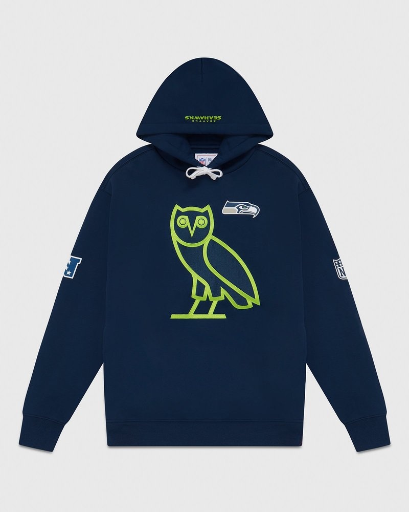 pulls sweat à capuche bleu ovo nfl seattle seahawks og collection octobre.
