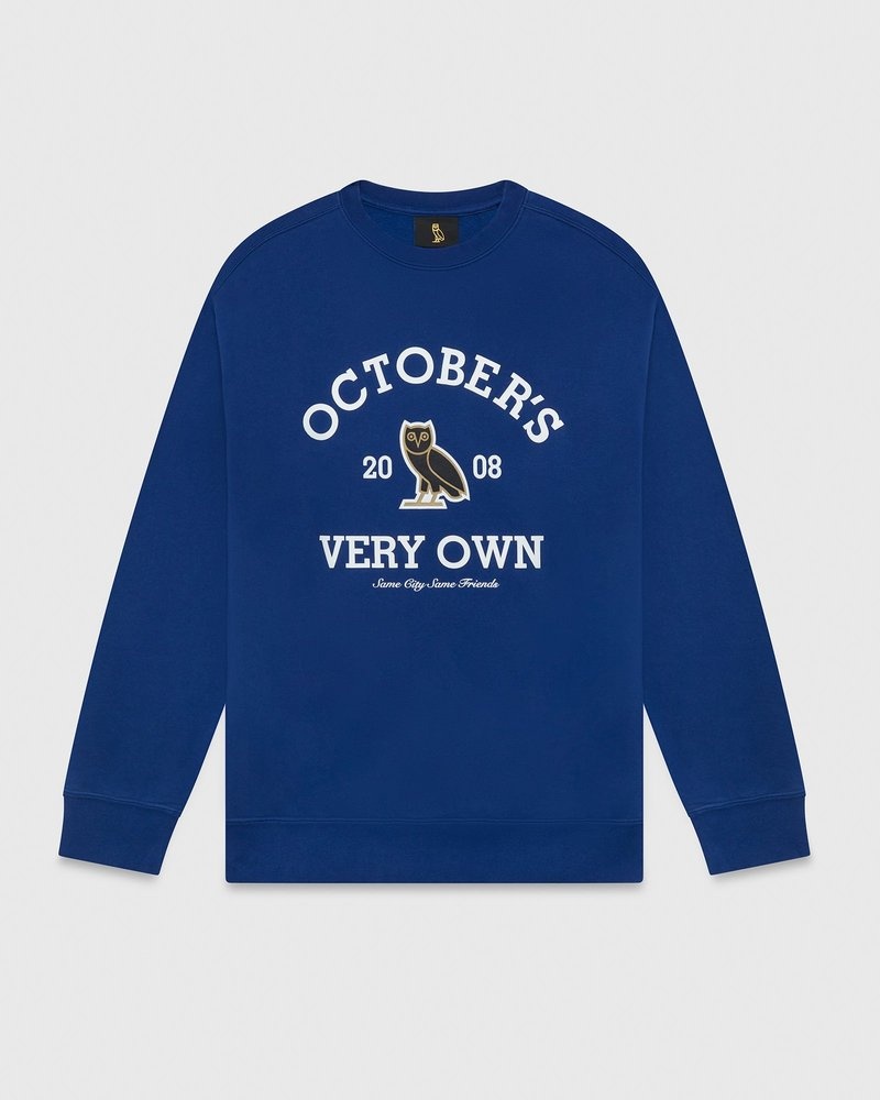 pulls ovo collegiate à col rond bleu royal collection octobre