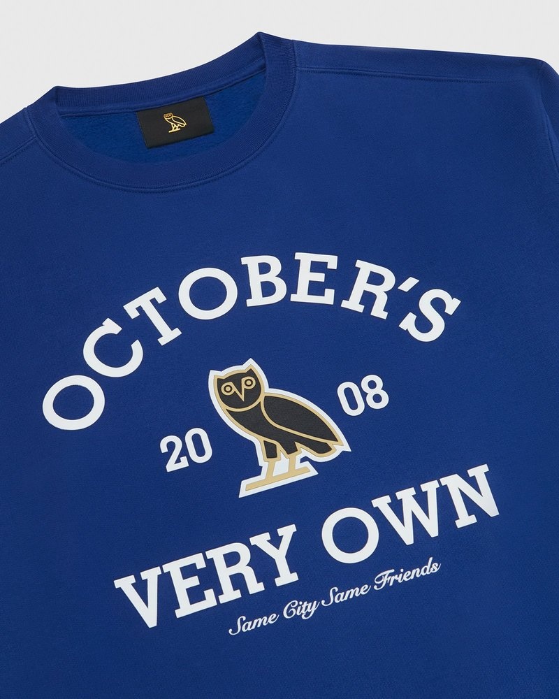pulls ovo collegiate à col rond bleu royal collection octobre