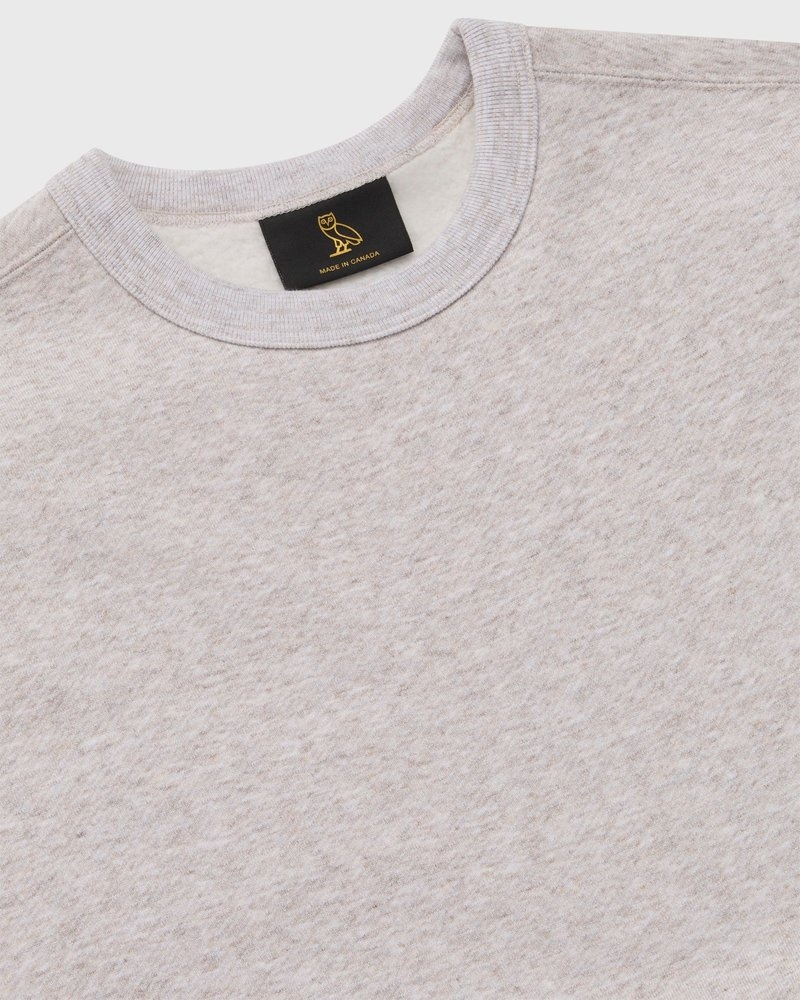 pulls octobers very own ovo speckle fleece crewneck oatmeal