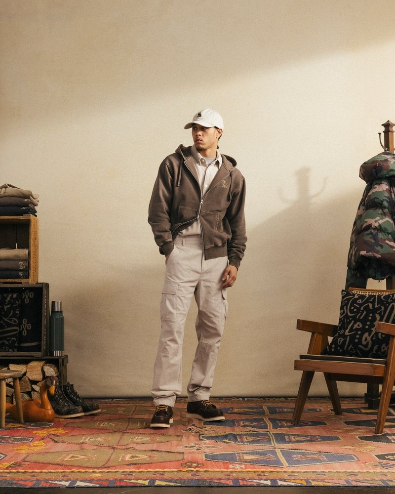 pulls ovo muskoka garment dyed full-zip hoodie marron