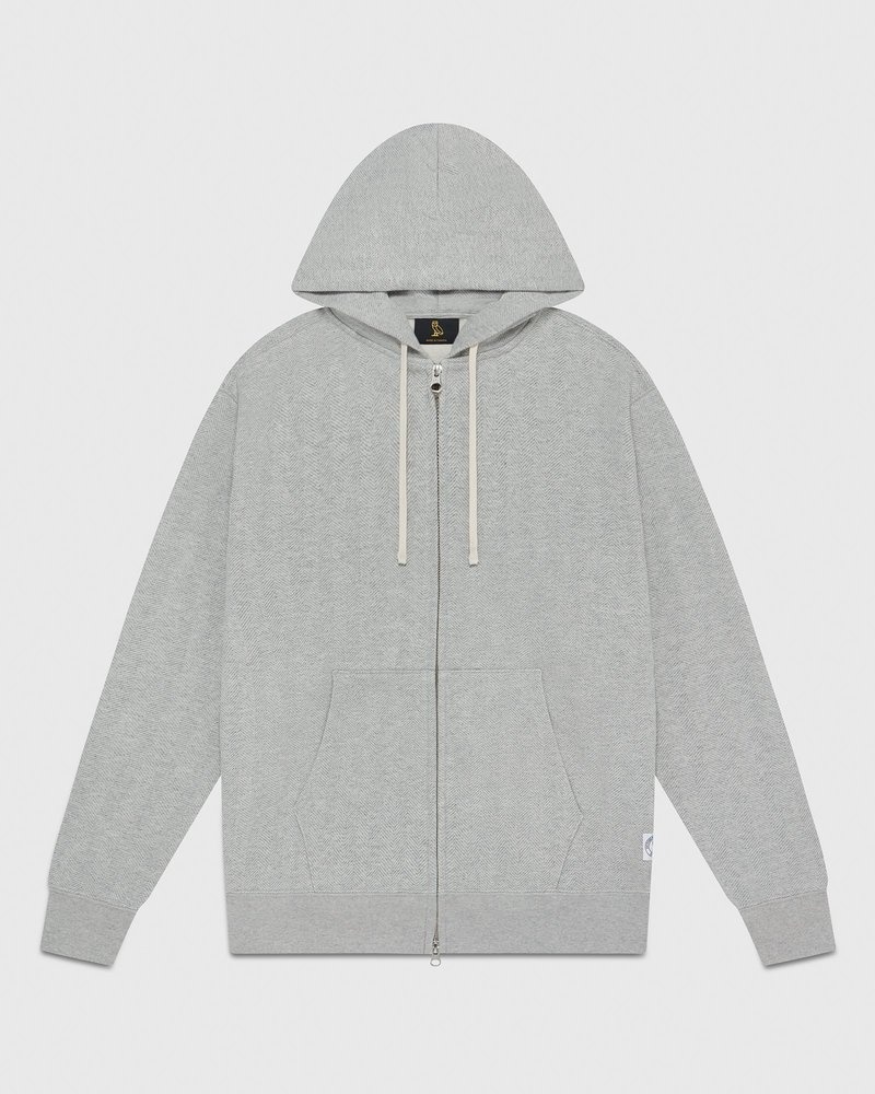 pulls à capuche zippés ovo herringbone gris doctobre